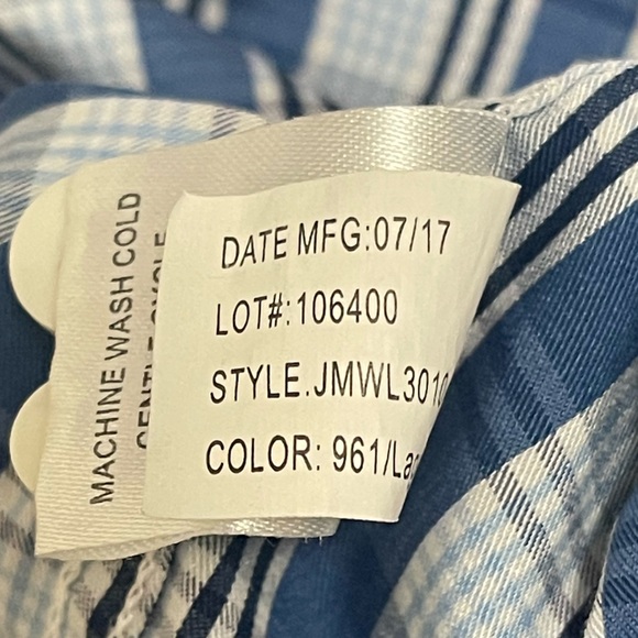 Johnnie-O Navy and White Plaid Shirt - Picture 11 of 14